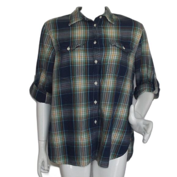 DENIM & SUPPLY Ralph Lauren Plaid Shirt, XL, Brushed Cotton Flannel, Tab sleeves - Picture 2 of 11